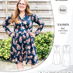 Pdf sewing patterns - S1025 Yasmin knit V neck dress with gathered or flared skirt by Sinclair Patterns