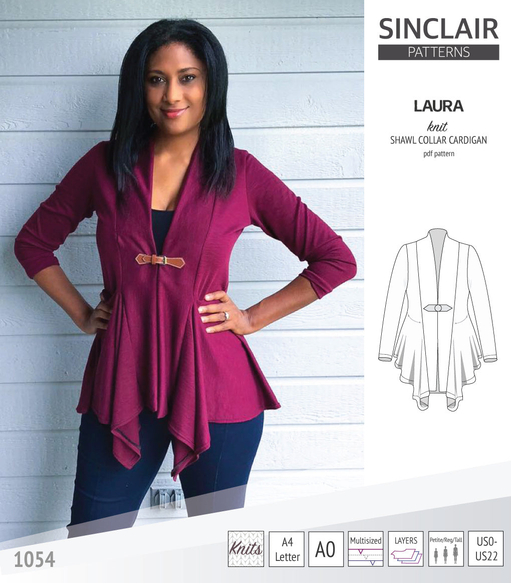 Sinclair Patterns Laura Relaxed Fit Shawl Collar Cardigan PDF
