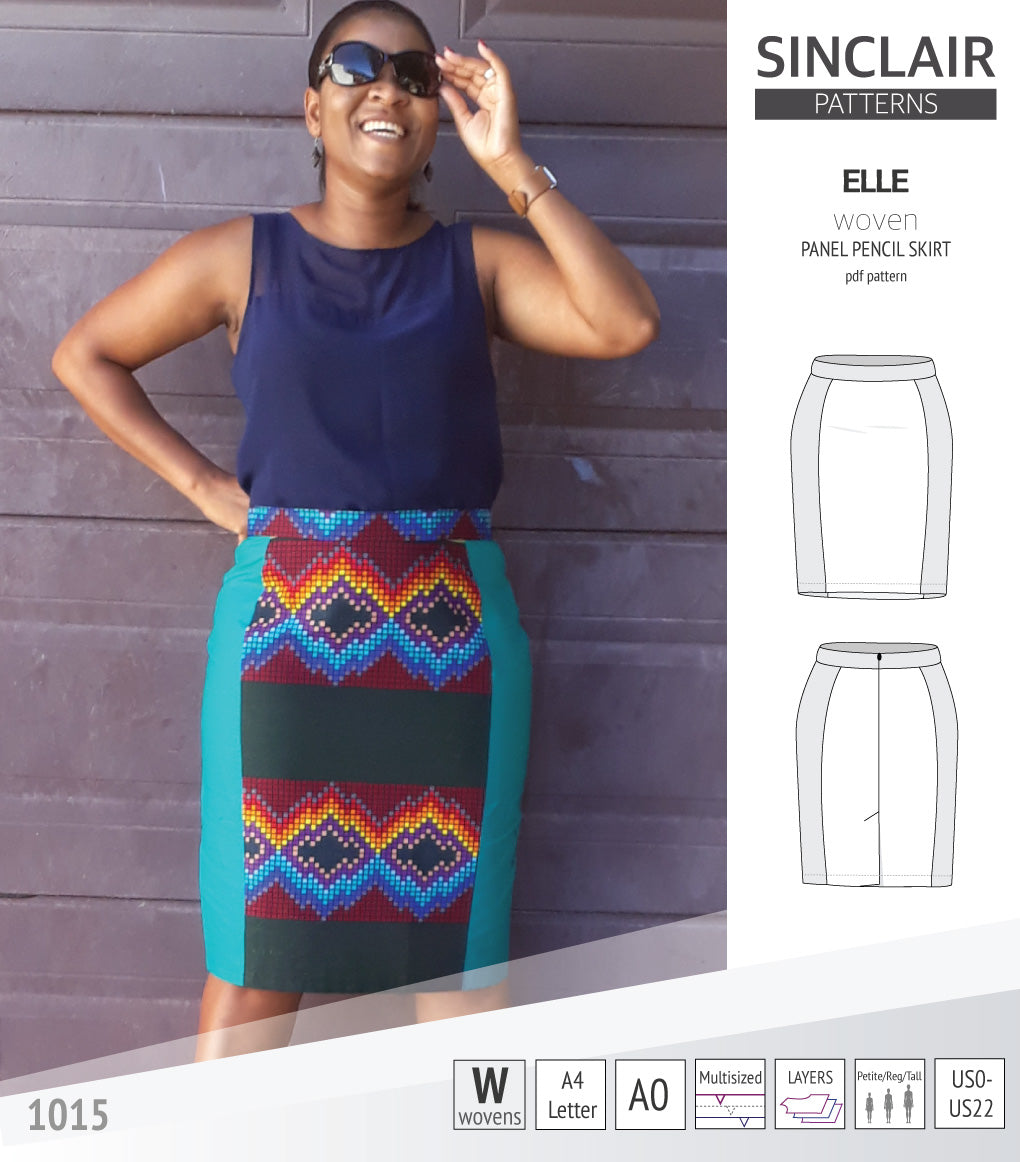 Pdf sewing pattern S1015 Elle panelled skirt Sinclair Patterns