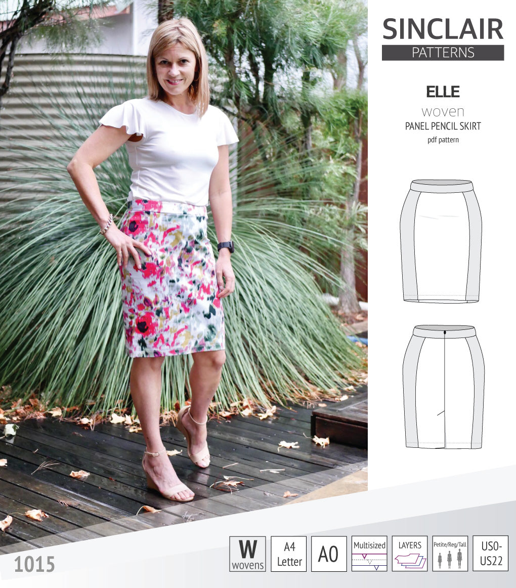 Pdf sewing pattern S1015 Elle panelled skirt Sinclair Patterns