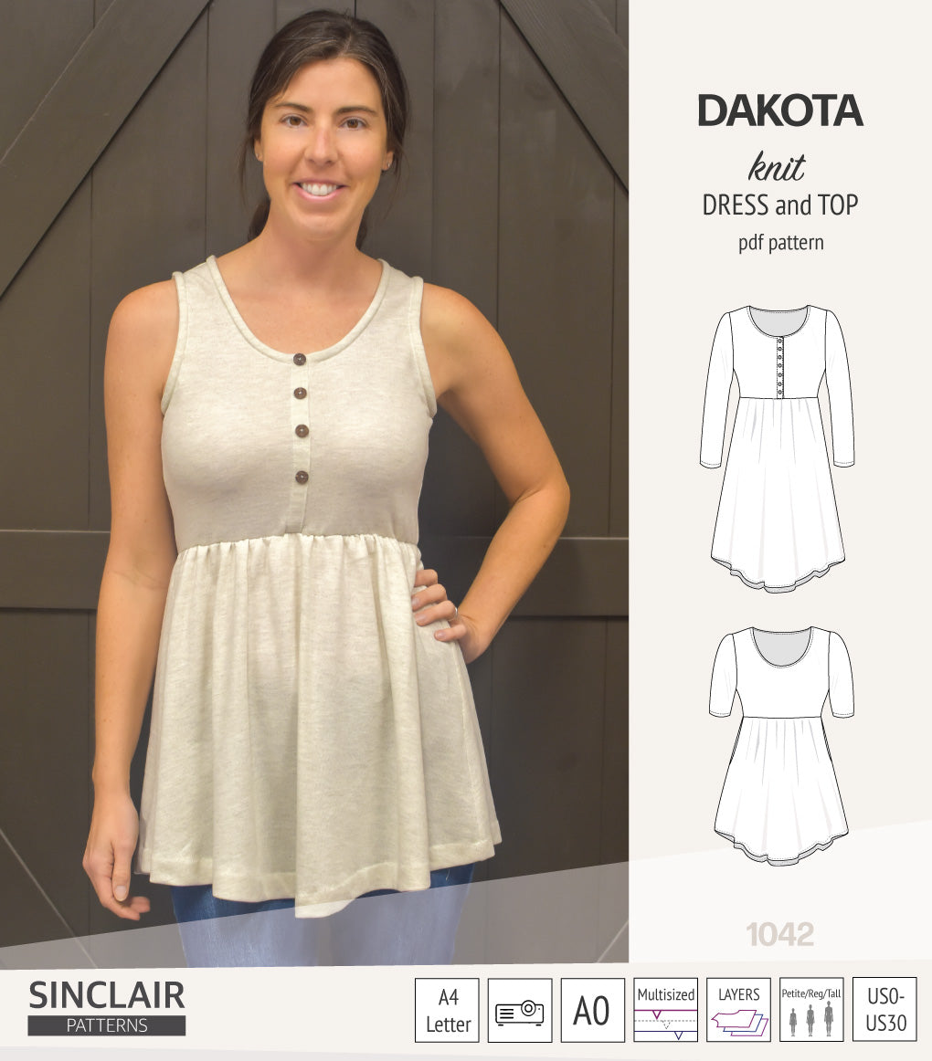 7/28発送　tado RIYA DRESS Dakota knit tunic or dress with a peplum and a placket (PDF