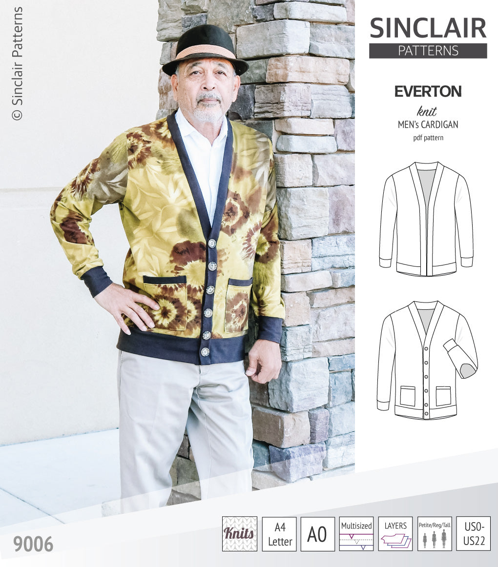 Pdf Sewing pattern S9006 Everton knit cardigan for men