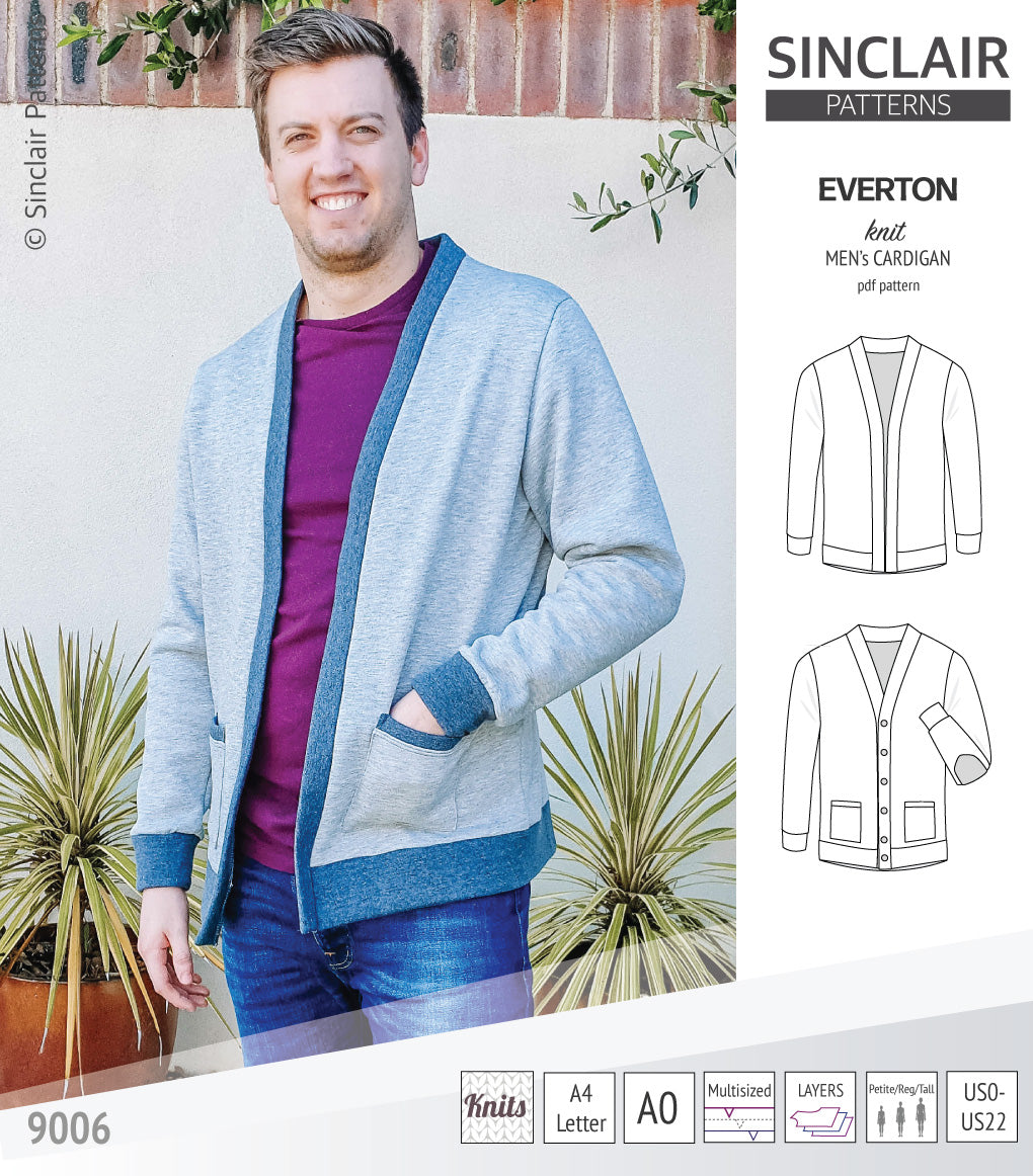 Pdf Sewing pattern S9006 Everton knit cardigan for men