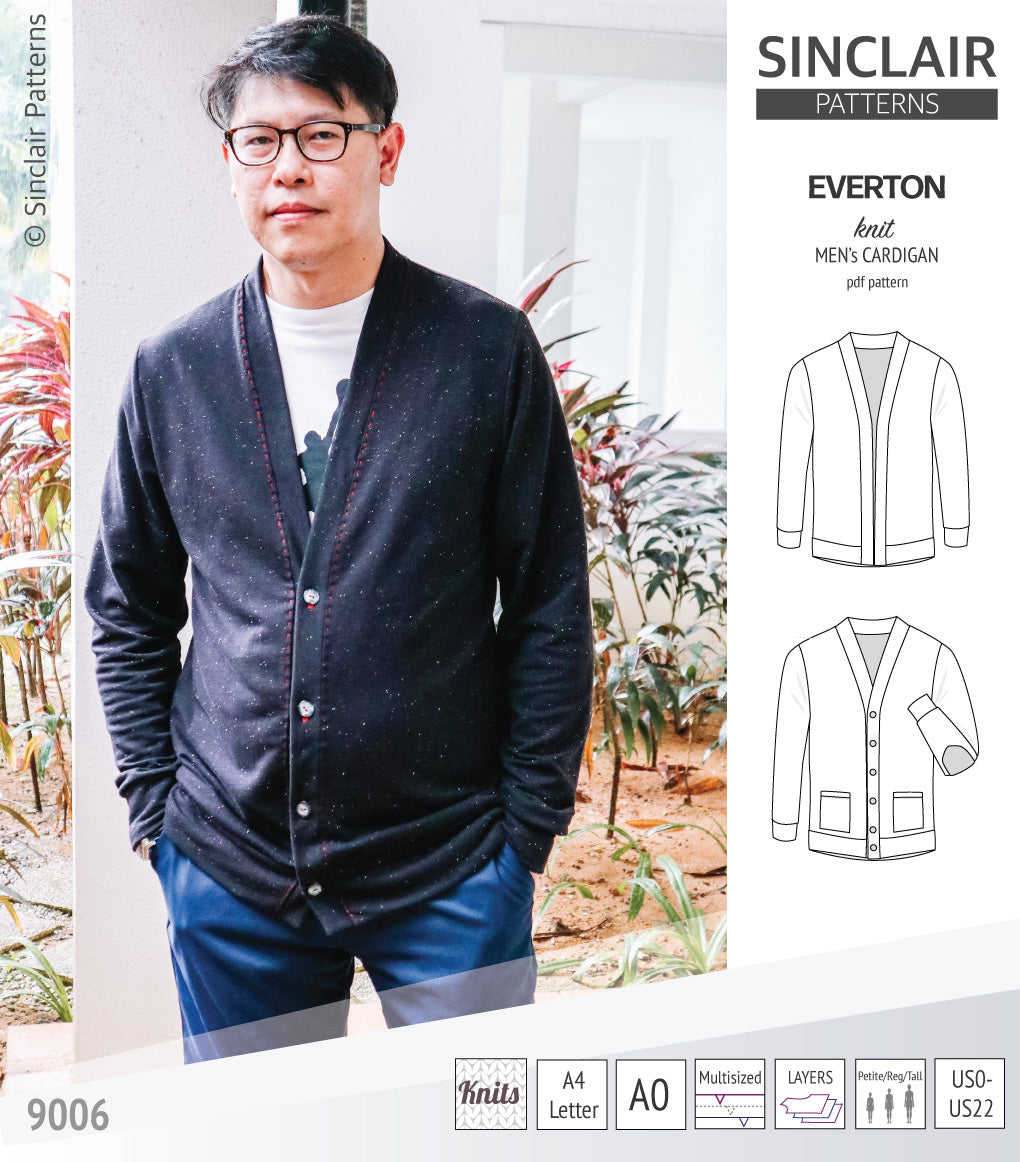 Pdf Sewing pattern S9006 Everton knit cardigan for men