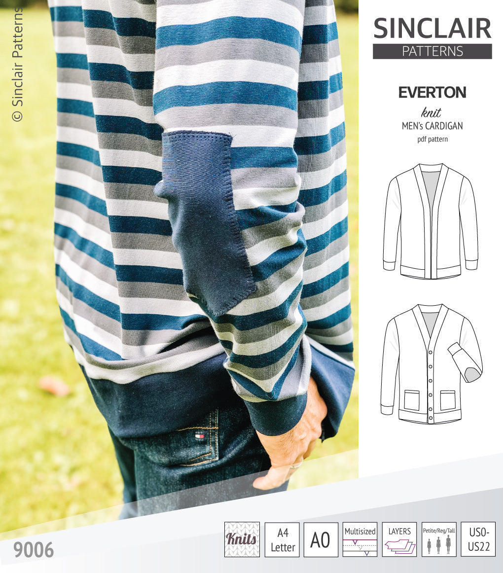 Pdf Sewing pattern S9006 Everton knit cardigan for men