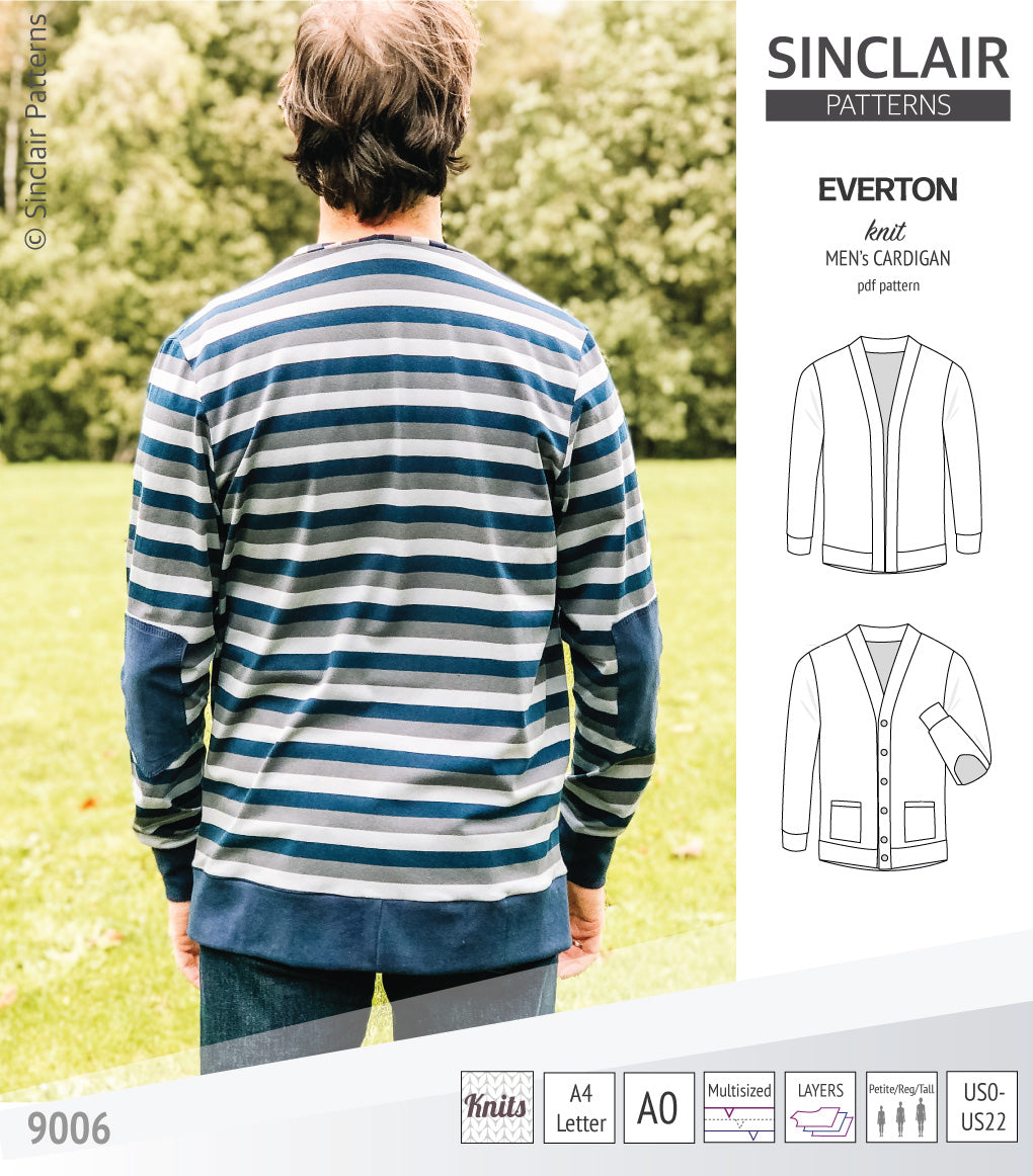 Pdf Sewing pattern S9006 Everton knit cardigan for men