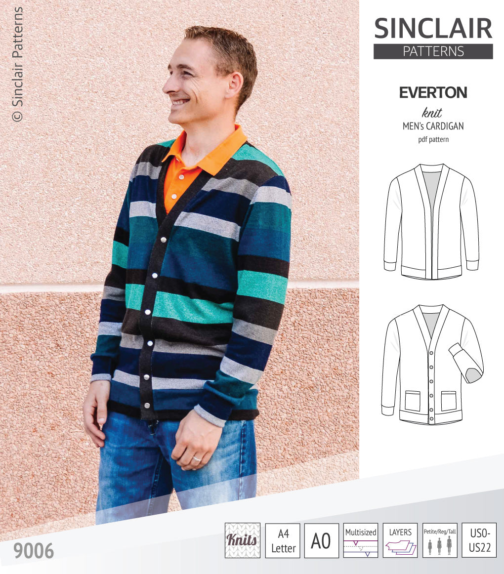 Pdf Sewing pattern S9006 Everton knit cardigan for men