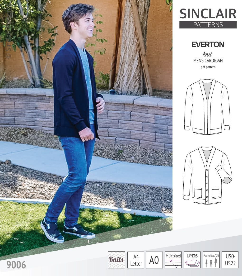 Pdf Sewing pattern S9006 Everton knit cardigan for men