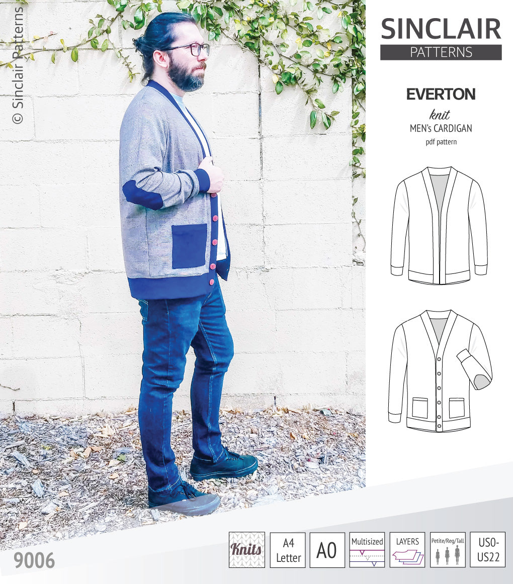 Pdf Sewing pattern S9006 Everton knit cardigan for men