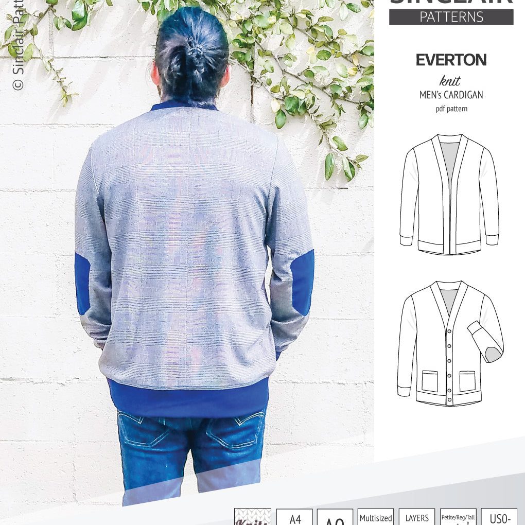 Pdf Sewing pattern S9006 Everton knit cardigan for men