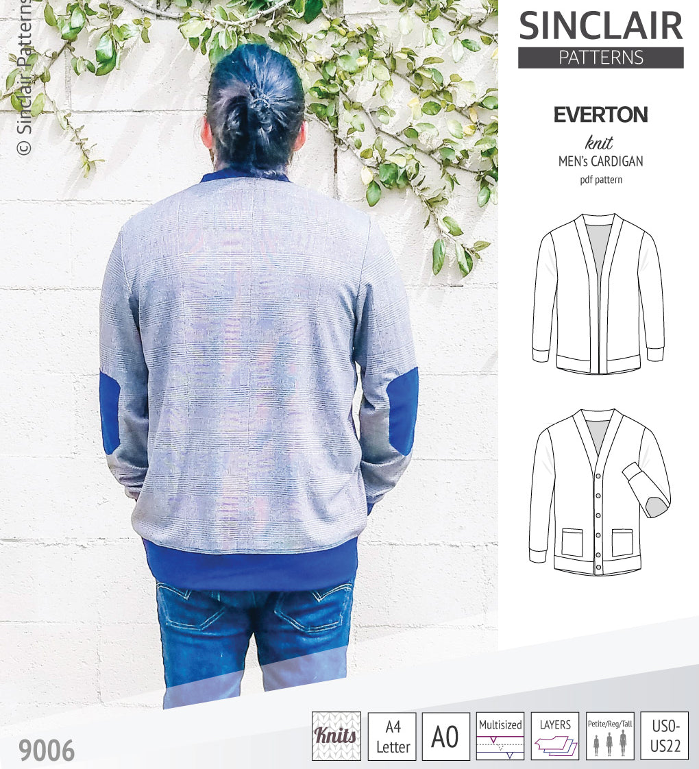 Pdf Sewing pattern S9006 Everton knit cardigan for men