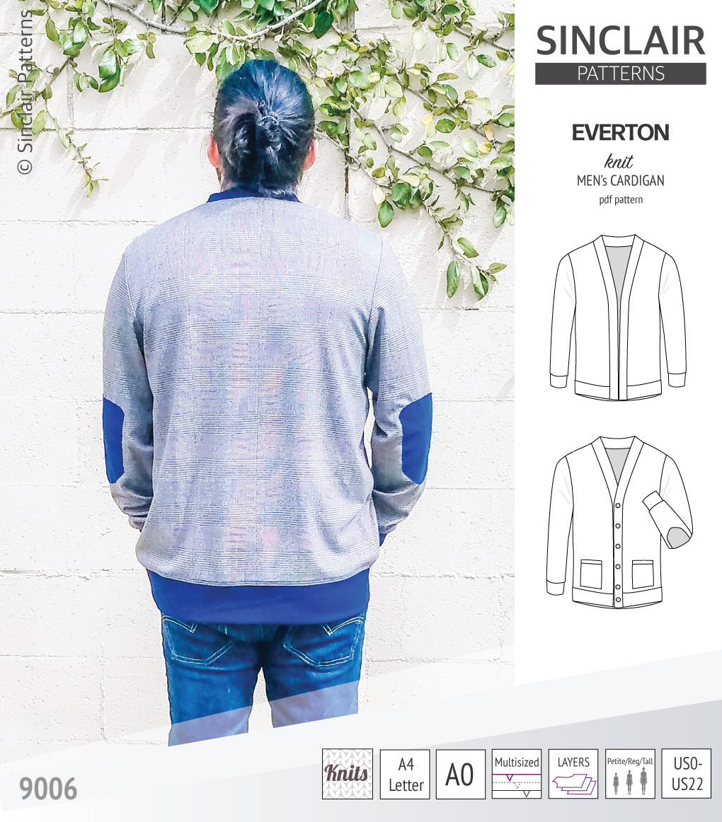 Pdf Sewing pattern S9006 Everton knit cardigan for men