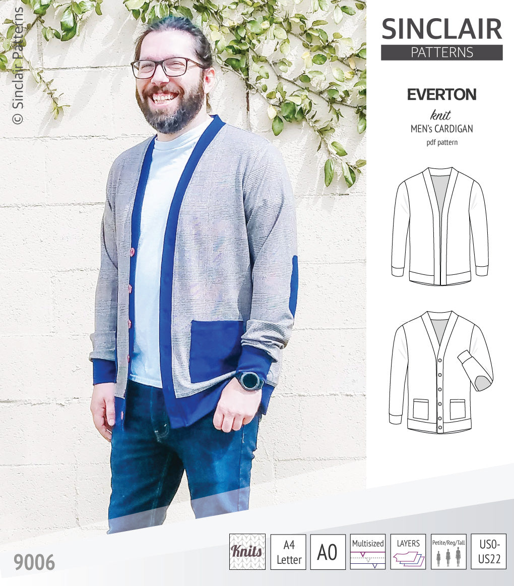 Pdf Sewing pattern S9006 Everton knit cardigan for men