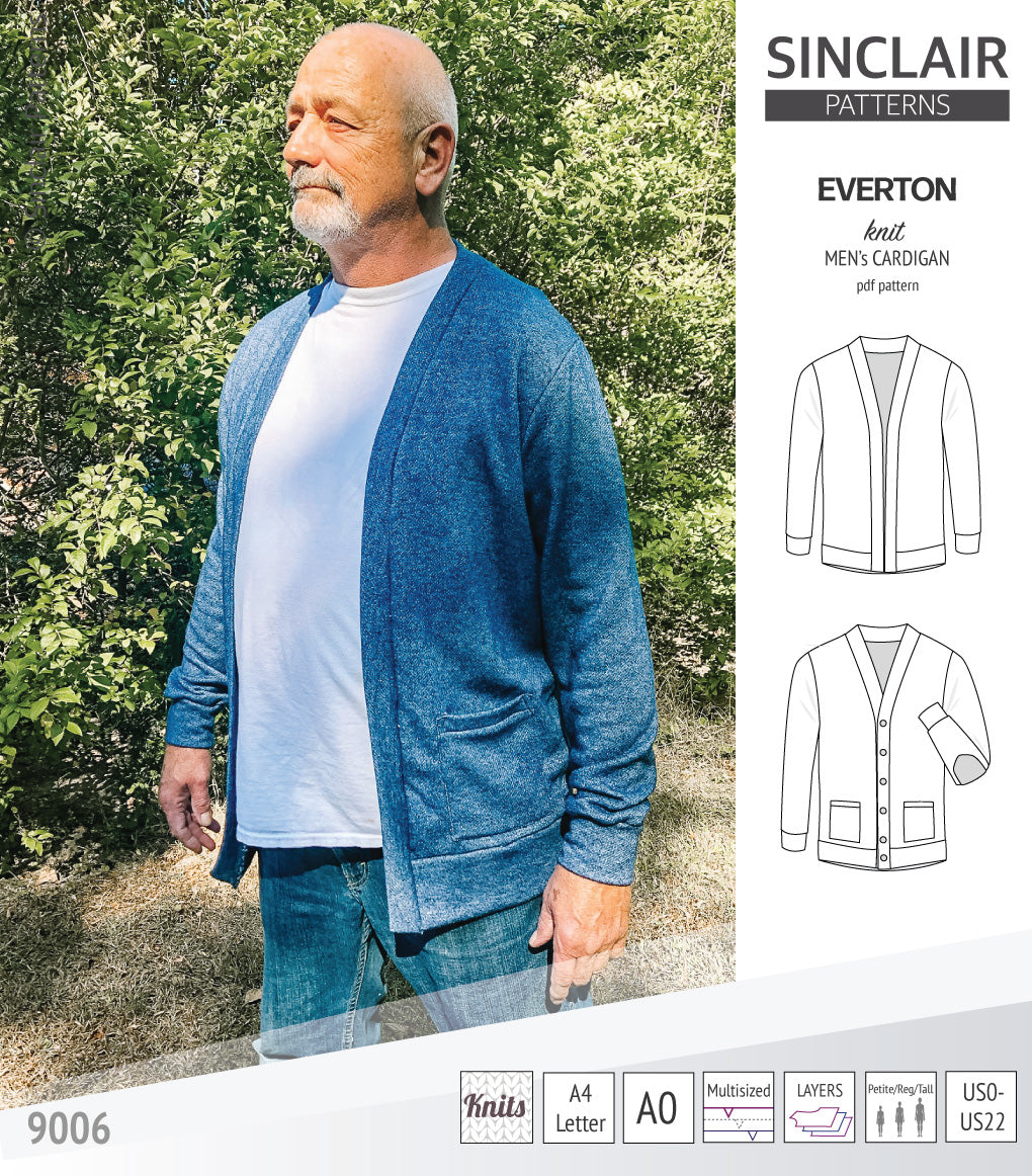 Pdf Sewing pattern S9006 Everton knit cardigan for men