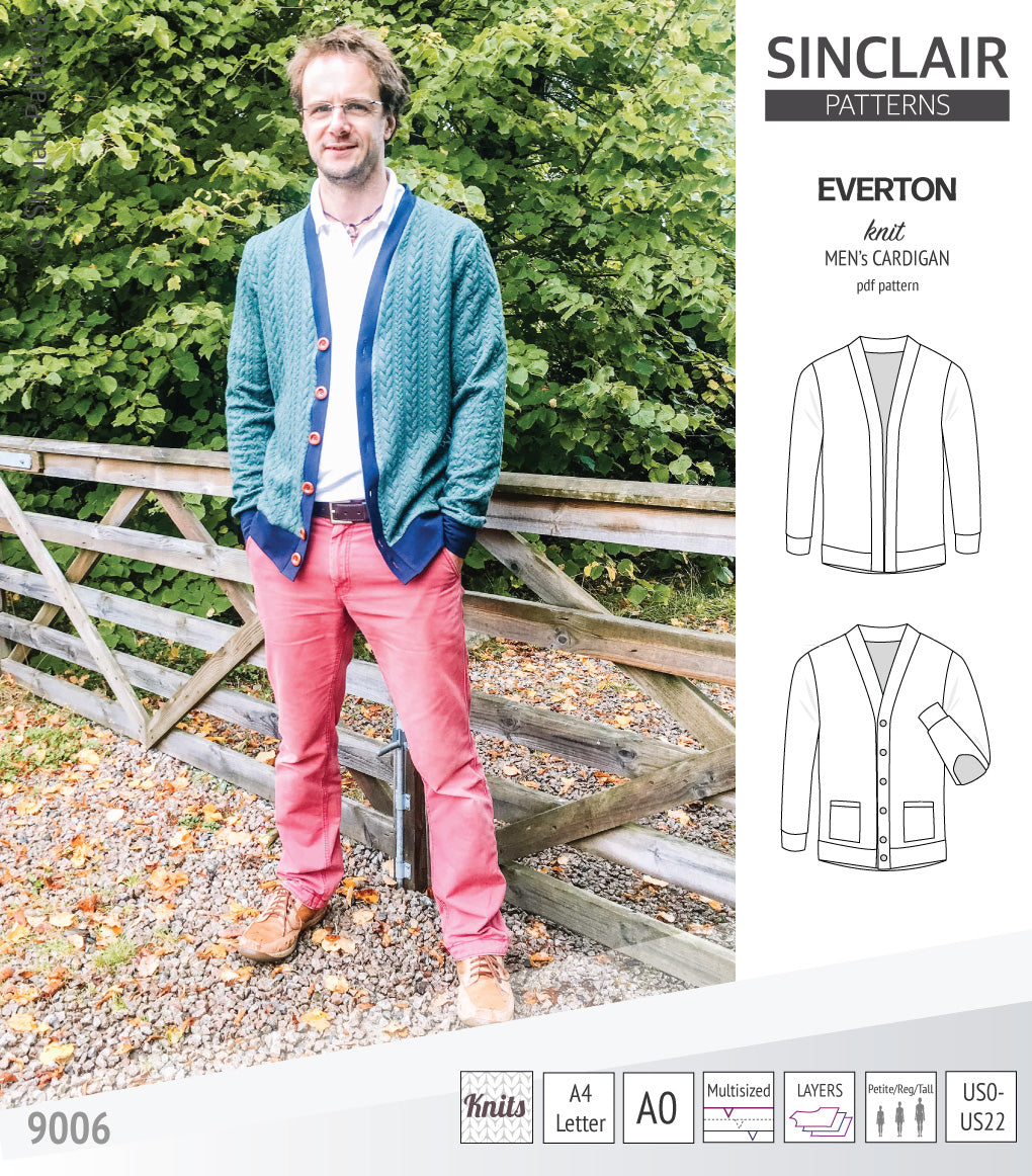 Pdf Sewing pattern S9006 Everton knit cardigan for men