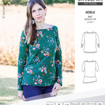 Pdf sewing pattern S1022 Adele knit boatneck top with shoulder inserts and tied sleeves by Sinclair Patterns