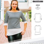 Pdf sewing pattern S1022 Adele knit boatneck top with shoulder inserts and tied sleeves by Sinclair Patterns