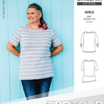 Pdf sewing pattern S1022 Adele knit boatneck top with shoulder inserts and tied sleeves by Sinclair Patterns