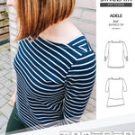 Pdf sewing pattern S1022 Adele knit boatneck top with shoulder inserts and tied sleeves by Sinclair Patterns