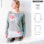 Pdf sewing pattern S1022 Adele knit boatneck top with shoulder inserts and tied sleeves by Sinclair Patterns