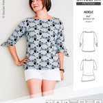 Pdf sewing pattern S1022 Adele knit boatneck top with shoulder inserts and tied sleeves by Sinclair Patterns