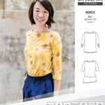 Pdf sewing pattern S1022 Adele knit boatneck top with shoulder inserts and tied sleeves by Sinclair Patterns