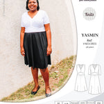 Pdf sewing patterns - S1025 Yasmin knit V neck dress with gathered or flared skirt by Sinclair Patterns 