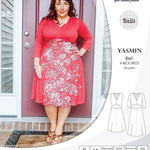 Pdf sewing patterns - S1025 Yasmin knit V neck dress with gathered or flared skirt by Sinclair Patterns 