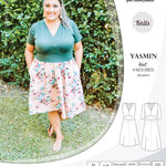 Pdf sewing patterns - S1025 Yasmin knit V neck dress with gathered or flared skirt by Sinclair Patterns 