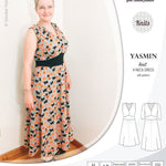 Pdf sewing patterns - S1025 Yasmin knit V neck dress with gathered or flared skirt by Sinclair Patterns 