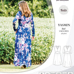 Pdf sewing patterns - S1025 Yasmin knit V neck dress with gathered or flared skirt by Sinclair Patterns 