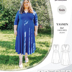 Pdf sewing patterns - S1025 Yasmin knit V neck dress with gathered or flared skirt by Sinclair Patterns 