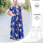 Pdf sewing patterns - S1025 Yasmin knit V neck dress with gathered or flared skirt by Sinclair Patterns 