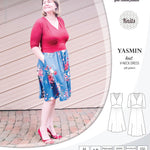 Pdf sewing patterns - S1025 Yasmin knit V neck dress with gathered or flared skirt by Sinclair Patterns 