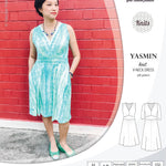 Pdf sewing patterns - S1025 Yasmin knit V neck dress with gathered or flared skirt by Sinclair Patterns 