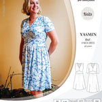 Pdf sewing patterns - S1025 Yasmin knit V neck dress with gathered or flared skirt by Sinclair Patterns 