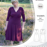 Pdf sewing patterns - S1025 Yasmin knit V neck dress with gathered or flared skirt by Sinclair Patterns 