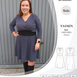 Pdf sewing patterns - S1025 Yasmin knit V neck dress with gathered or flared skirt by Sinclair Patterns 