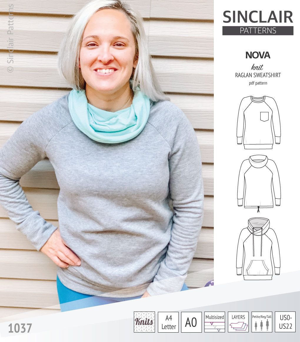 Nova knit raglan sweatshirt for women (PDF) – Sinclair Patterns
