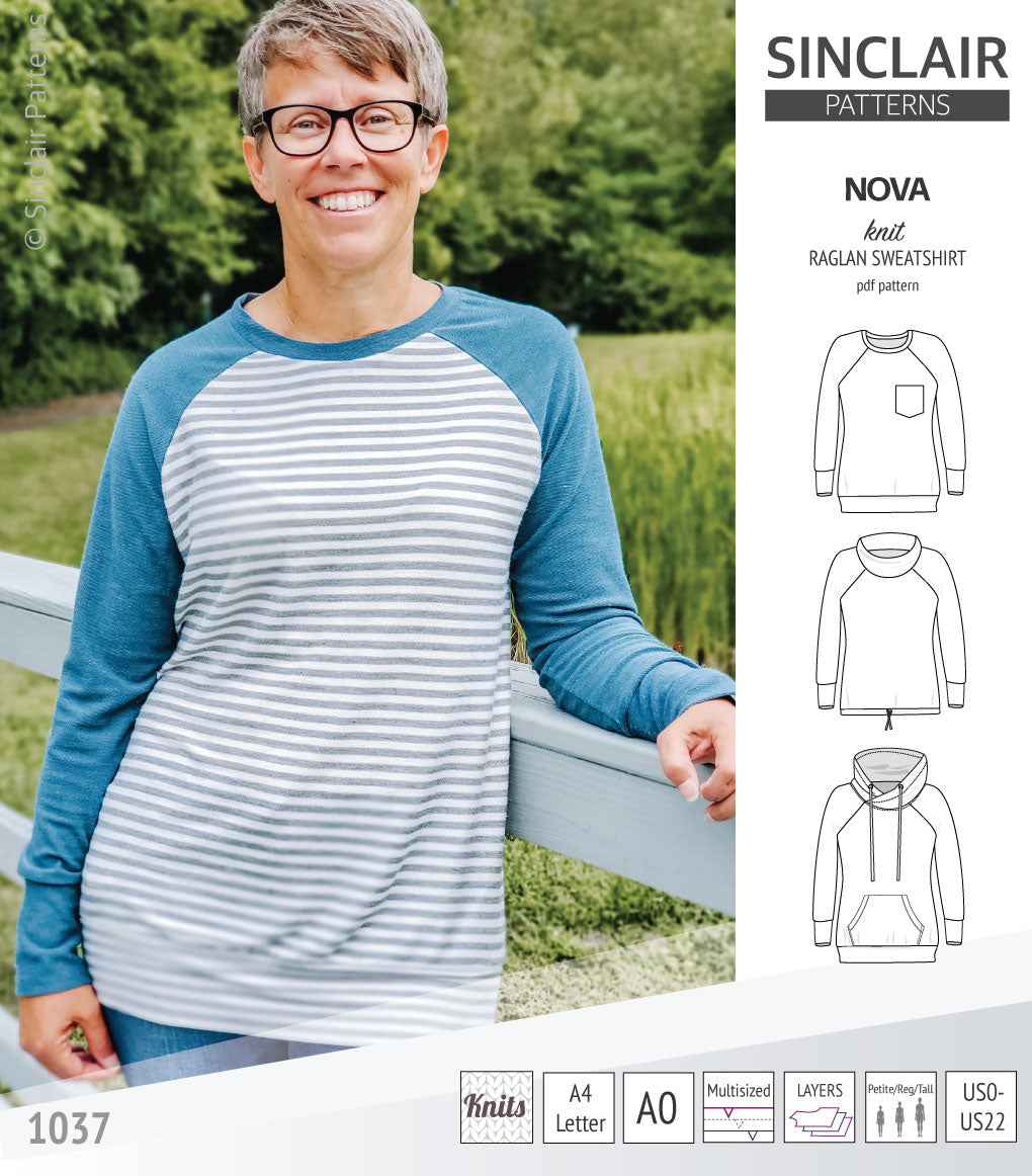 Nova knit raglan sweatshirt for women (PDF) – Sinclair Patterns