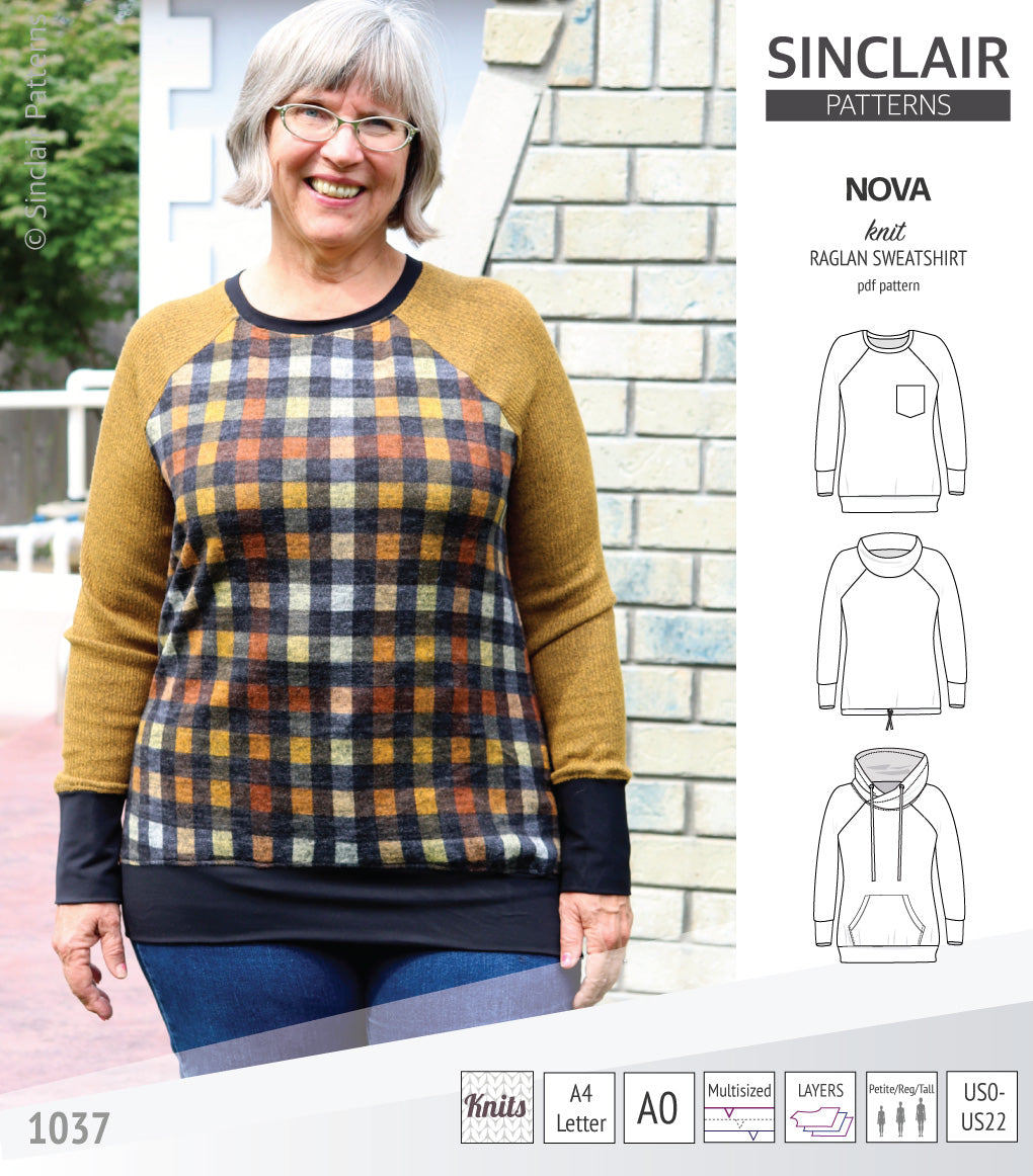 Nova knit raglan sweatshirt for women (PDF) – Sinclair Patterns
