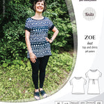 Sinclair Patterns S1032 Zoe relaxed fit dolman top and drawstring knit dress or top for women pdf sewing pattern