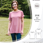 Sinclair Patterns S1032 Zoe relaxed fit dolman top and drawstring knit dress or top for women pdf sewing pattern