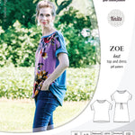 Sinclair Patterns S1032 Zoe relaxed fit dolman top and drawstring knit dress or top for women pdf sewing pattern