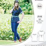 Sinclair Patterns S1032 Zoe relaxed fit dolman top and drawstring knit dress or top for women pdf sewing pattern