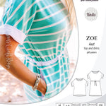 Sinclair Patterns S1032 Zoe relaxed fit dolman top and drawstring knit dress or top for women pdf sewing pattern