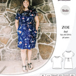 Sinclair Patterns S1032 Zoe relaxed fit dolman top and drawstring knit dress or top for women pdf sewing pattern