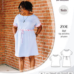 Sinclair Patterns S1032 Zoe relaxed fit dolman top and drawstring knit dress or top for women pdf sewing pattern