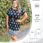 Sinclair Patterns S1032 Zoe relaxed fit dolman top and drawstring knit dress or top for women pdf sewing pattern