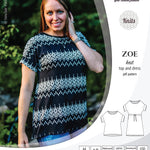 Sinclair Patterns S1032 Zoe relaxed fit dolman top and drawstring knit dress or top for women pdf sewing pattern